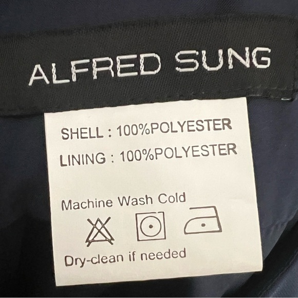 NWT Alfred Sung Spaghetti-Strap Satin Midi Dress Midnight Navy Blue - Picture 6 of 8